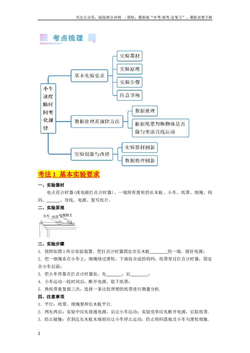《考点04实验一探究小车速度随时间变化的规律（核心考点精讲精练）-备战2024年高考物理一轮复习考点帮（新高考专用）（原卷版）_04-物理-高考总复习_一轮复习_2024年》第2页预览