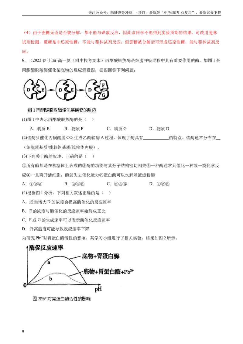 《第1讲降低化学反应活化能的酶(解析版)_06-生物-高考总复习_一轮复习_2024年_2024年高考生物一轮复习考点帮（全国通用）》第9页预览