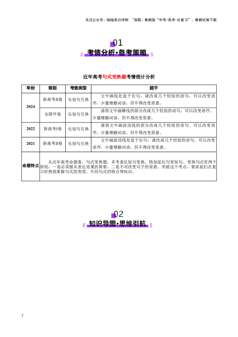 《第09讲句式变换（讲义）（学生版）_一轮复习_2025年_2025年高考语文一轮复习讲义+练习+课件（新教材新高考）_语言文字运用》第2页预览