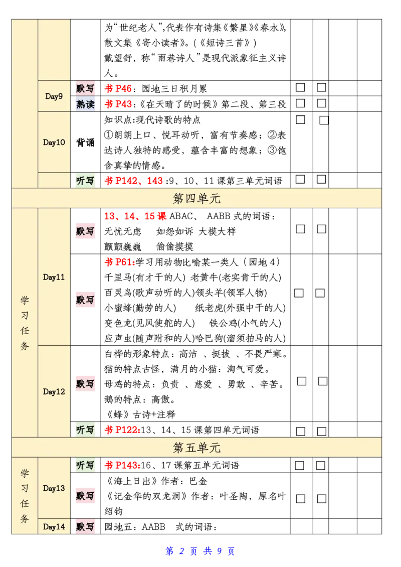 《_4年级下册同步教辅_四下语文_四下语文专项练习_四年级（下）语文期末复习单-》第2页预览