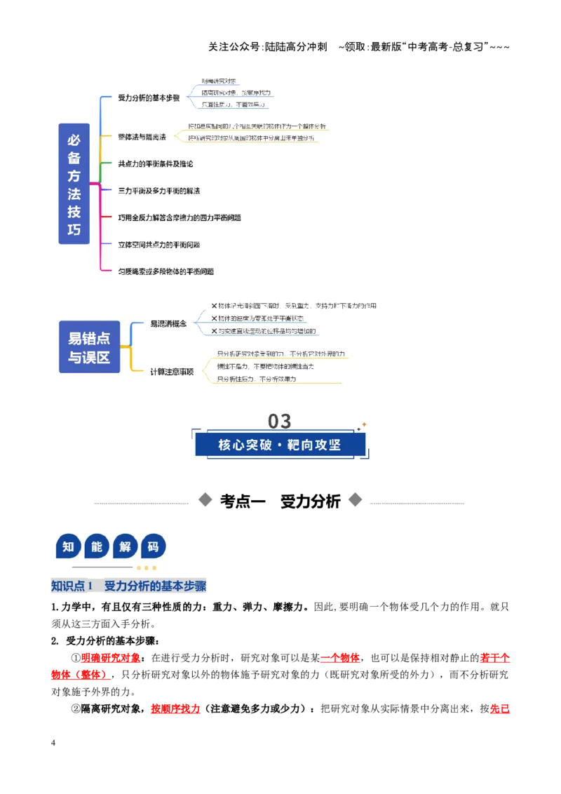 《第07讲受力分析共点力的平衡（复习讲义）（全国通用）（教师版）_04-物理-高考总复习_一轮复习_2026年-物理高考一轮复习_2026年高考物理一轮复习讲义+练习+课件（新教材新高考）-G55》第4页预览