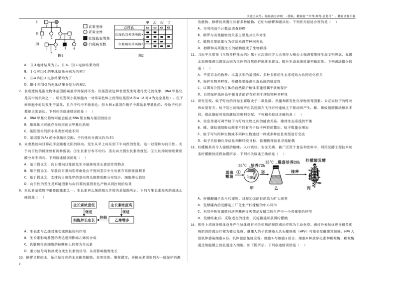 《生物（海南卷）（考试版A3）_06-生物-高考总复习_专项复习_2025年_2025年高考第一二三次模拟卷（多地区）生物_2025年高考生物第三次模拟考试21套_生物（海南卷）》第2页预览