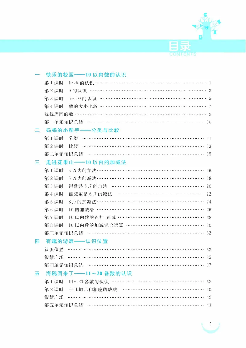 《一（上）数学青岛54版课时训练-黄冈冠军课课练_1年级上册同步教辅_1上-数学_一上数学-青岛54版试卷》第1页预览
