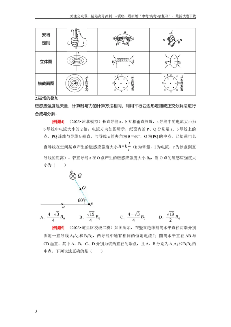《第21讲　磁场的描述磁场对电流的作用（原卷版）_04-物理-高考总复习_一轮复习_2024年_2024年高考物理一轮复习考点精讲精练巩固全国通用_资料》第3页预览