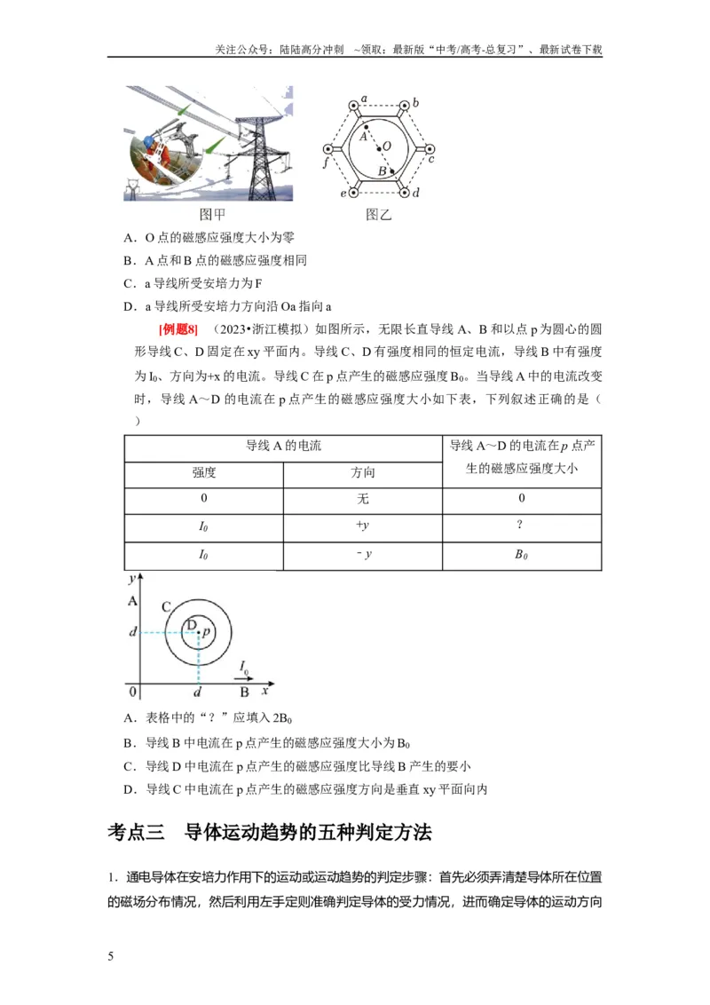 《第21讲　磁场的描述磁场对电流的作用（原卷版）_04-物理-高考总复习_一轮复习_2024年_2024年高考物理一轮复习考点精讲精练巩固全国通用_资料》第5页预览