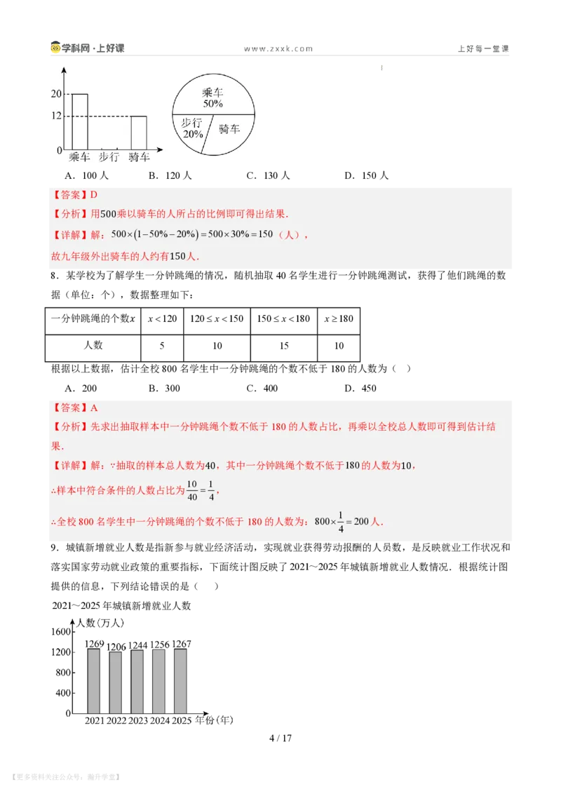 《第六章数据的收集与整理（暑假单元自测）（解析版）_26秋小学初中各机构教辅大合集（一本、教材帮、阳光同学、王朝霞、实验班、小典中点、上分卷、白欧、课堂笔记等等）》第4页预览