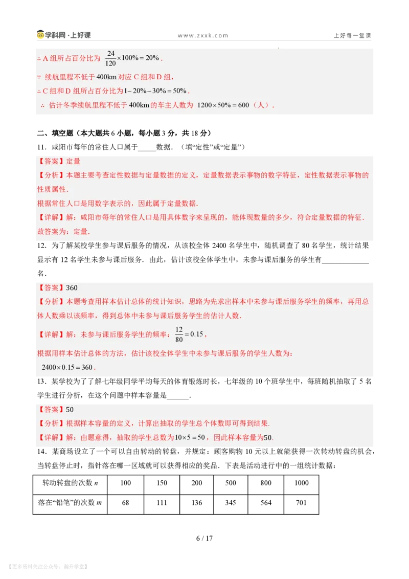 《第六章数据的收集与整理（暑假单元自测）（解析版）_26秋小学初中各机构教辅大合集（一本、教材帮、阳光同学、王朝霞、实验班、小典中点、上分卷、白欧、课堂笔记等等）》第6页预览