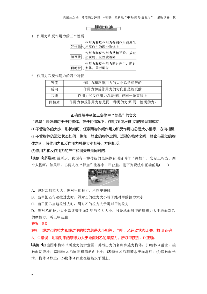 《考点04牛顿第三定律及物体受力分析（解析版）_04-物理-高考总复习_一轮复习_2024年_2024年新高考物理一轮专题复习方略_资料_第三章相互作用——力》第2页预览
