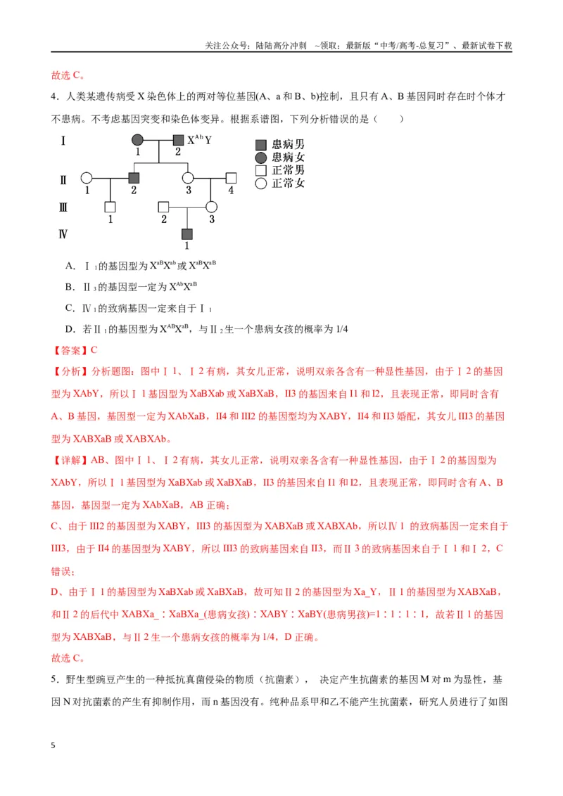 《专题17自由组合（解析版)_06-生物-高考总复习_一轮复习_2024年_2024年高考生物一轮复习重难点专项突破_资料》第5页预览