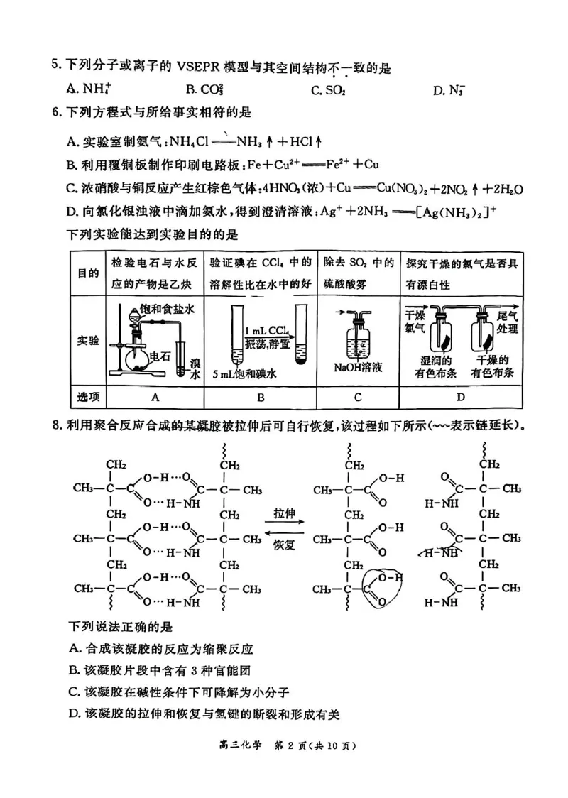 《10_05化学北京东城区（期末）试卷+标答评分细则_2025版教学资源包_（总复习系列）2025版《5年高考3年模拟》新高考版B版（⭐全科）_2025版.新高考新教材版.选考总复习.化学.5·3B版》第2页预览