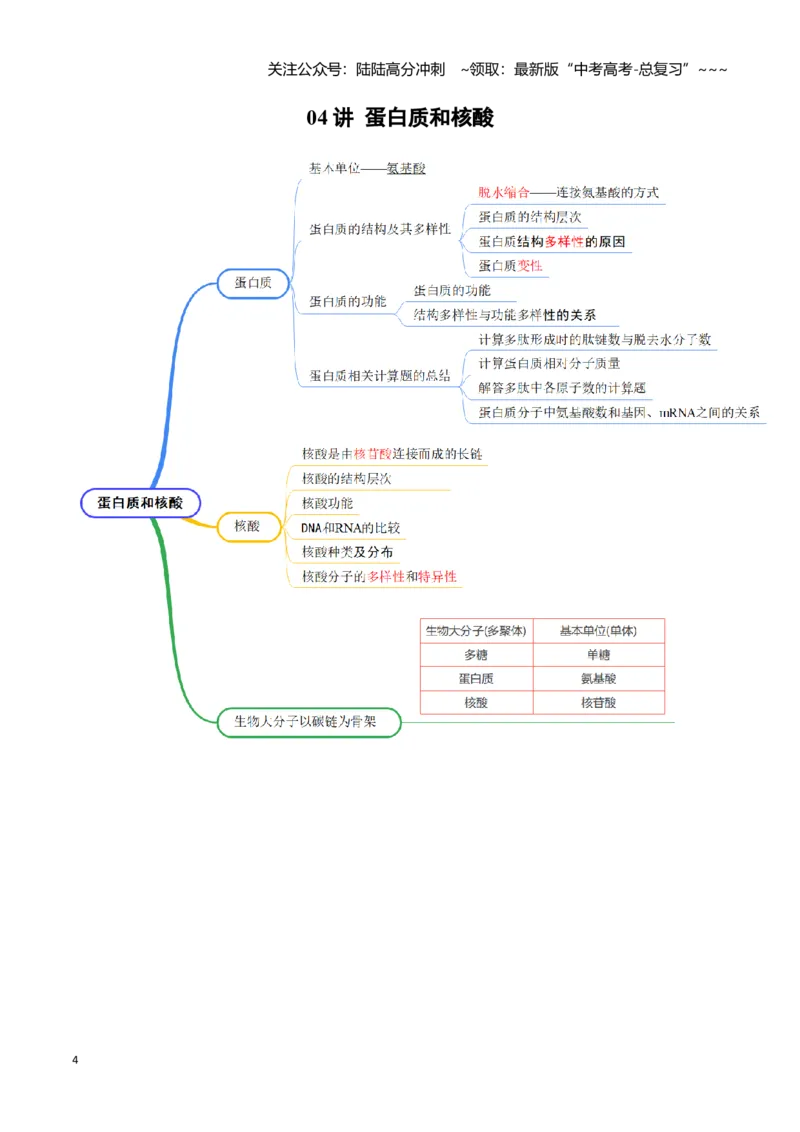 《知识导图速记42个（全国通用）_06-生物-高考总复习_一轮复习_2026年-生物高考一轮复习_2026年高考生物一轮复习讲义+练习+课件（新教材新高考）-G55_2026版_速记手册》第4页预览