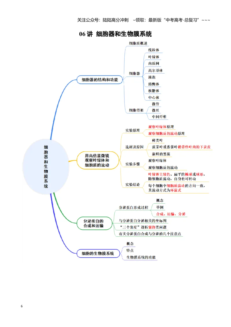 《知识导图速记42个（全国通用）_06-生物-高考总复习_一轮复习_2026年-生物高考一轮复习_2026年高考生物一轮复习讲义+练习+课件（新教材新高考）-G55_2026版_速记手册》第6页预览