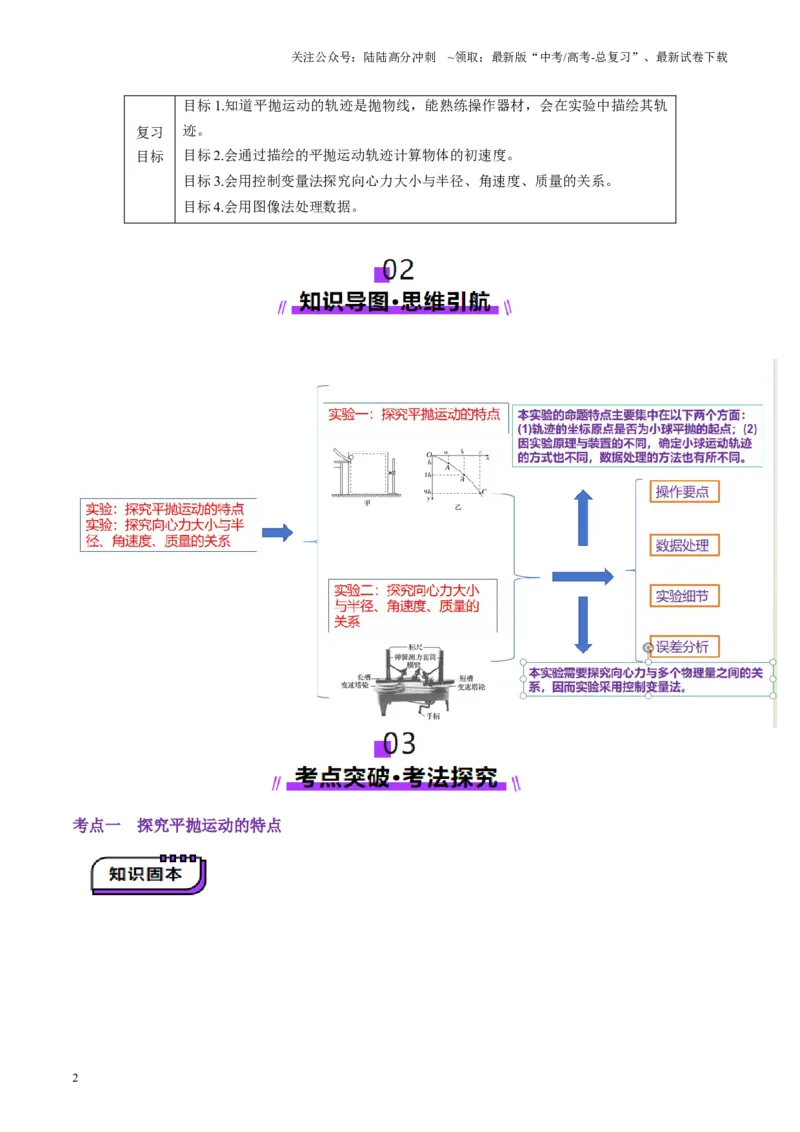 《第16讲实验探究平抛运动的特点实验探究向心力大小与半径角速度质量的关系（讲义）（学生版）_04-物理-高考总复习_一轮复习_2025年_第四章曲线运动》第2页预览