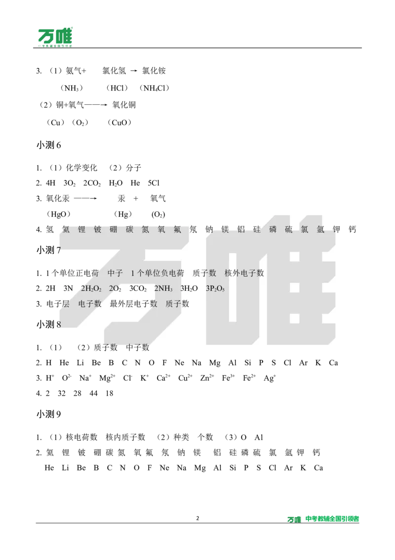 《1.5分钟基础小测（答案）_2027版初中《万唯教材同步情境教学课件》（全科）7-9年级_2027版初中《万唯教材同步情境教学课件》化学（9年级全一册）_2.5分钟基础小测（word）》第2页预览