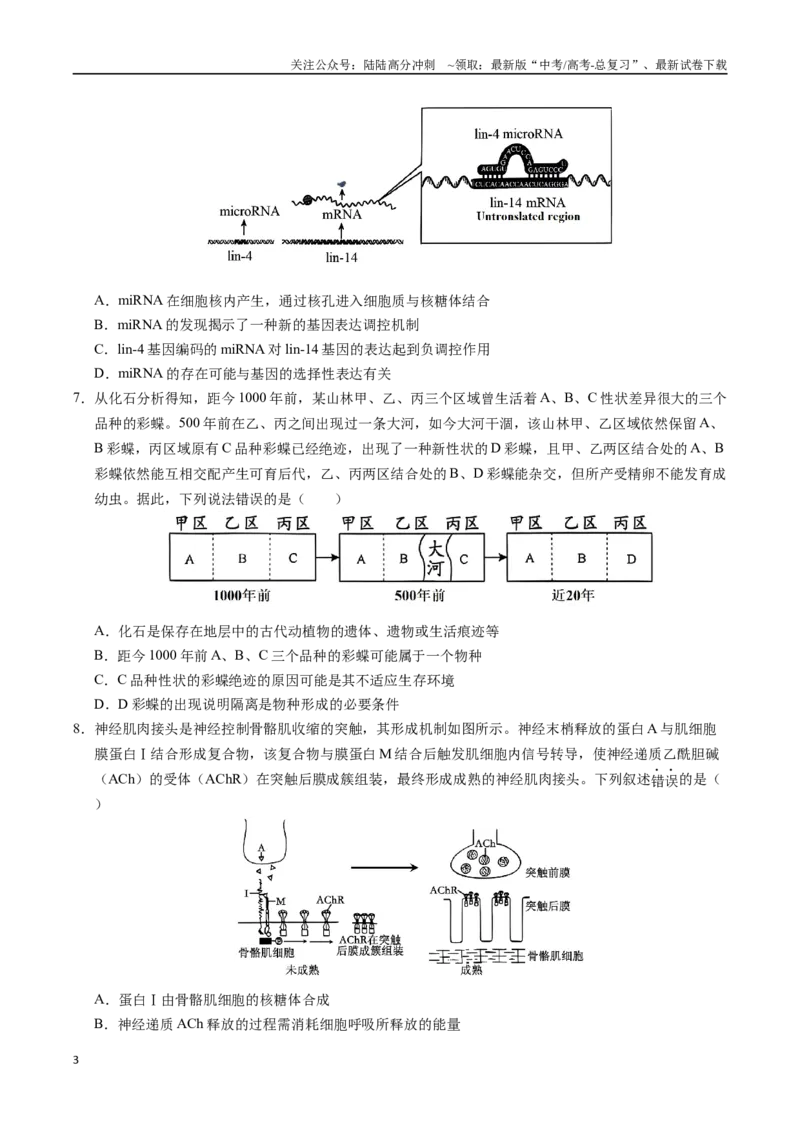《生物（重庆卷）（考试版）_06-生物-高考总复习_专项复习_2025年_2025年高考第一二三次模拟卷（多地区）生物_2025年高考生物第三次模拟考试21套_生物（重庆卷）》第3页预览