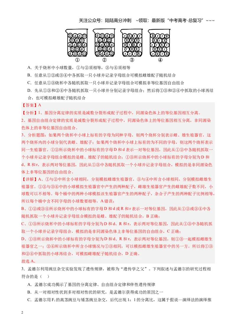 《第17讲自由组合定律（专项训练）（安徽专用）（教师版）_06-生物-高考总复习_一轮复习_2026年-生物高考一轮复习_2026年高考生物一轮课件+讲义+练习（安徽专用）-G326》第2页预览