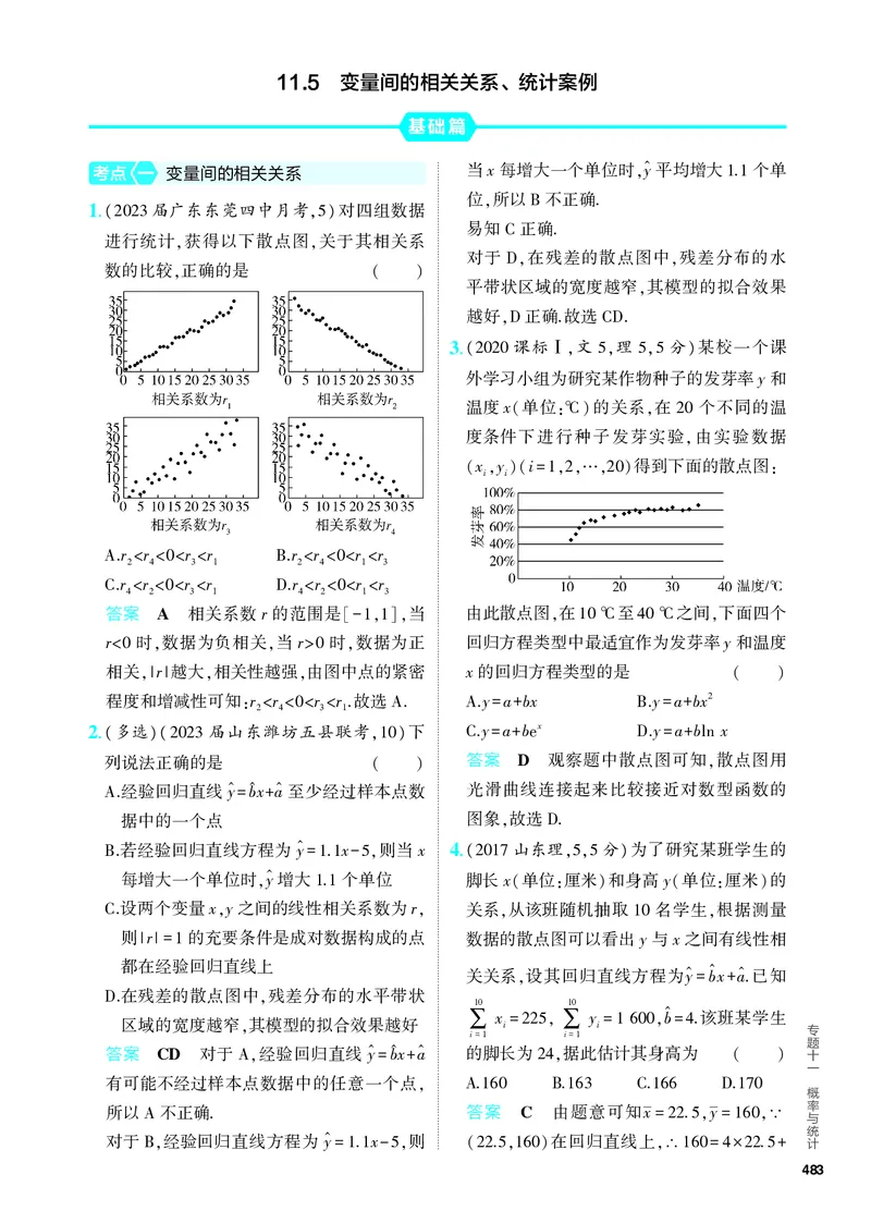 《1_11.5　变量间的相关关系、统计案例（分层集训）_2024版教学资源包_2024版.新高考版数学.5·3A版_38_专题十一115变量间的相关关系、统计案例_4_PDF教参电子书》第1页预览