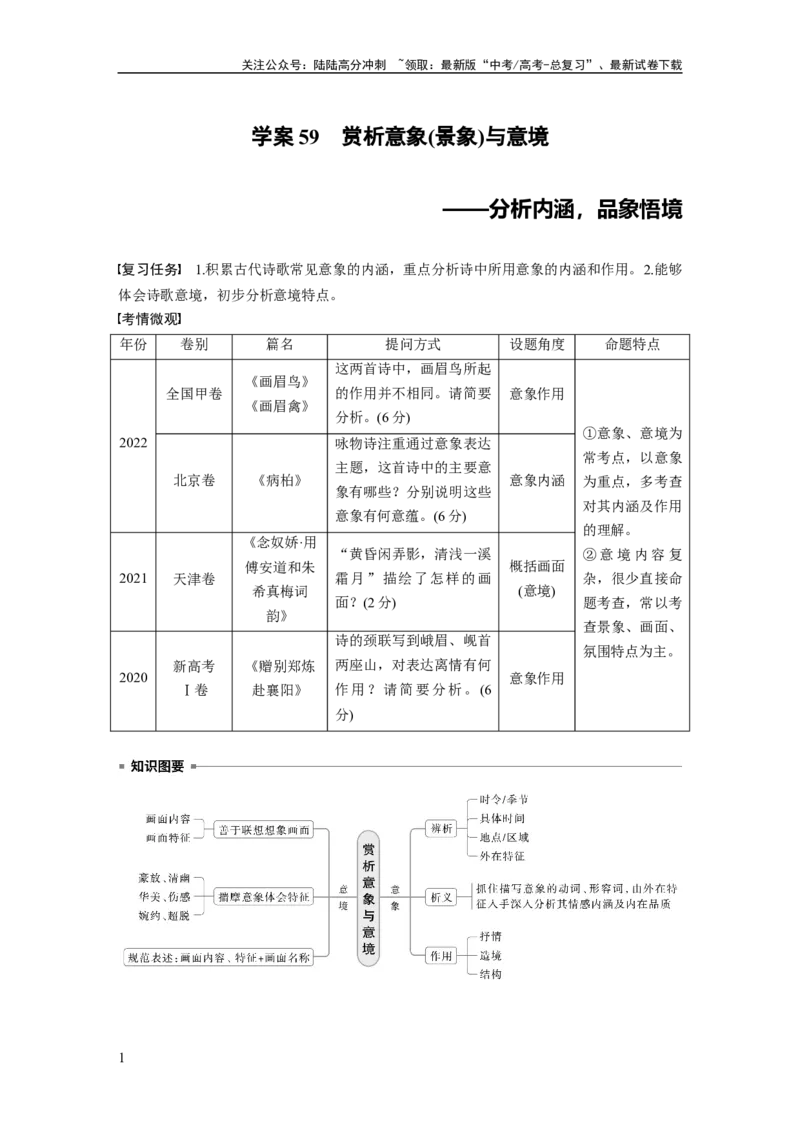 《板块六　学案59　赏析意象(景象)与意境——分析内涵，品象悟境_一轮复习_2025年_2025年大一轮复习讲义人教版语文_资料_1-资料_大一轮复习讲义教师专用_板块六~板块十》第1页预览