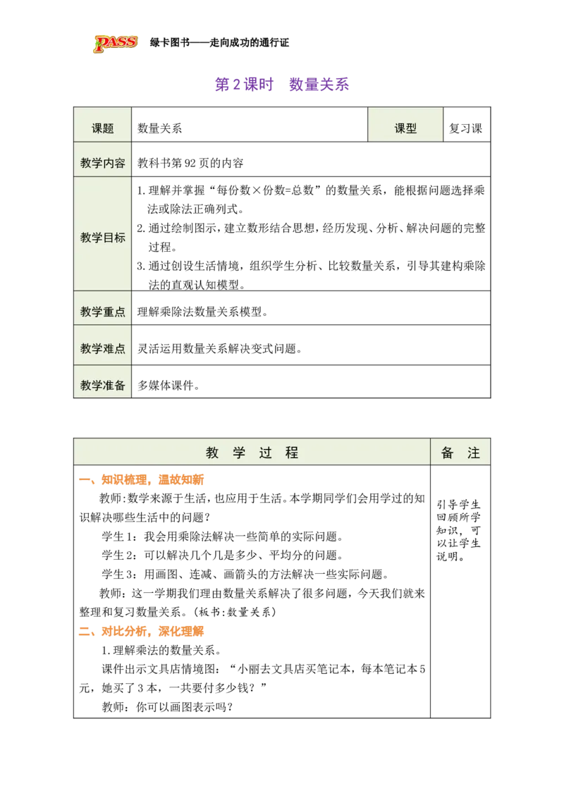 《第2课时数量关系_26秋小学初中各机构教辅大合集（一本、教材帮、阳光同学、王朝霞、实验班、小典中点、上分卷、白欧、课堂笔记等等）_26秋小学教辅资料_1526秋课件教案_小学数学》第1页预览