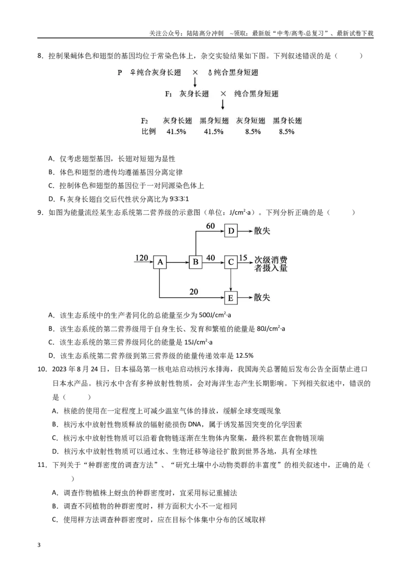 《生物（广西卷）（考试版）_06-生物-高考总复习_专项复习_2025年_2025年高考第一二三次模拟卷（多地区）生物_2025年高考生物第三次模拟考试21套_生物（广西卷）》第3页预览