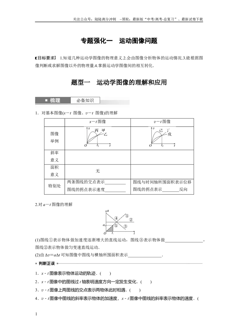《第1章专题强化1　运动图像问题_04-物理-高考总复习_一轮复习_2024年_2024高考物理大一轮复习课件讲义新人教版知识总结_2024年高考物理一轮复习讲义（新人教版）_学生版在此文件夹》第1页预览