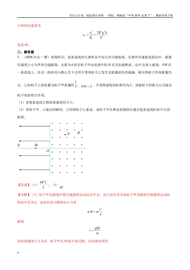 《专题12带电粒子在组合场、叠加场中的运动（解析版）_04-物理-高考总复习_专项复习_2024年_2024届新高考物理冲刺专项训练300题_资料》第9页预览