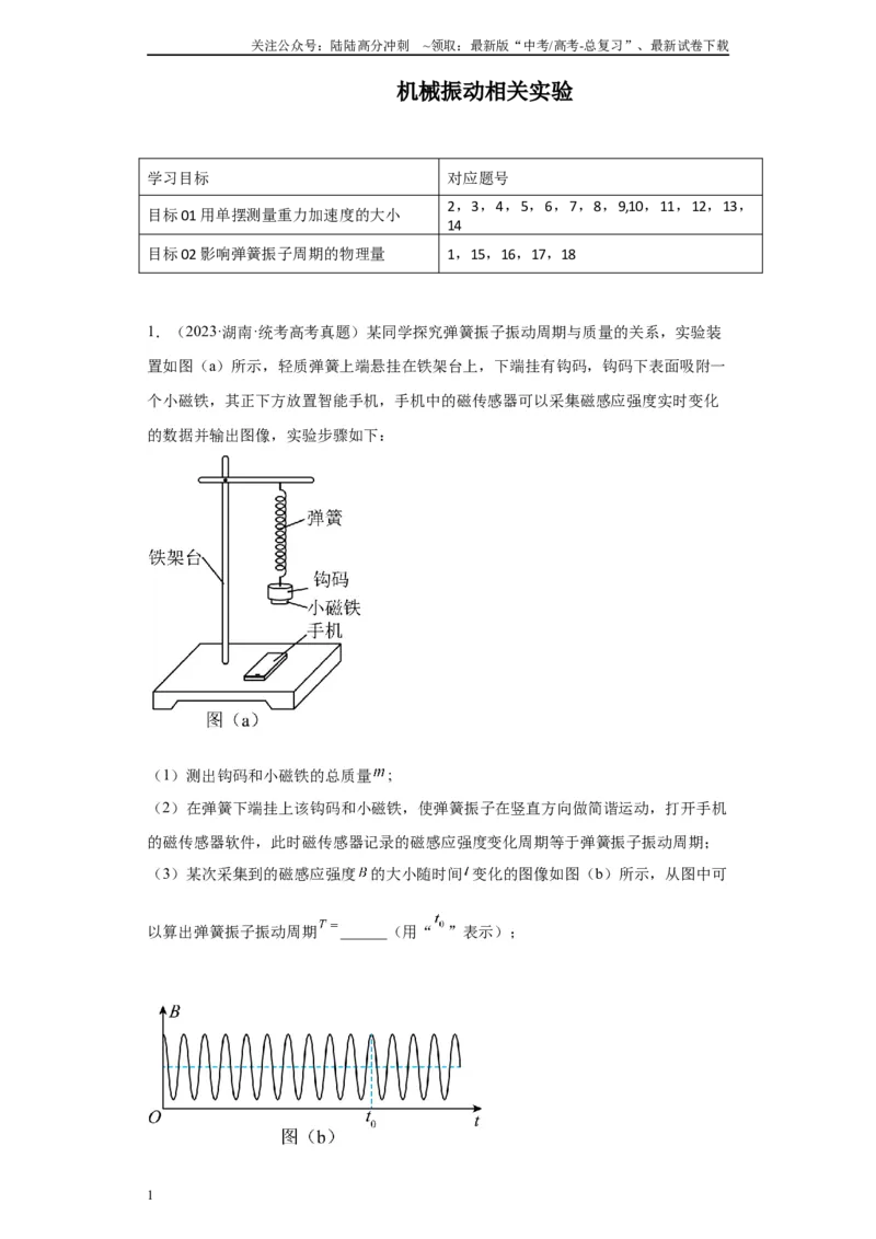 《专题12机械振动相关实验（解析版）_04-物理-高考总复习_专项复习_2024年_2024年高考物理实验重难点满分冲刺集训（全国通用）_资料》第1页预览