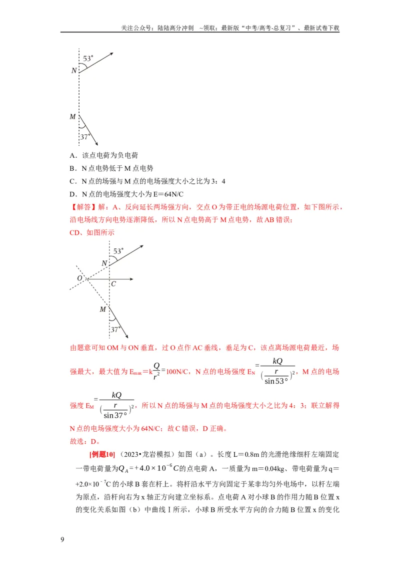 《第16讲　库仑定律电场力的性质（解析版）_04-物理-高考总复习_一轮复习_2024年_2024年高考物理一轮复习考点精讲精练巩固全国通用_资料》第9页预览