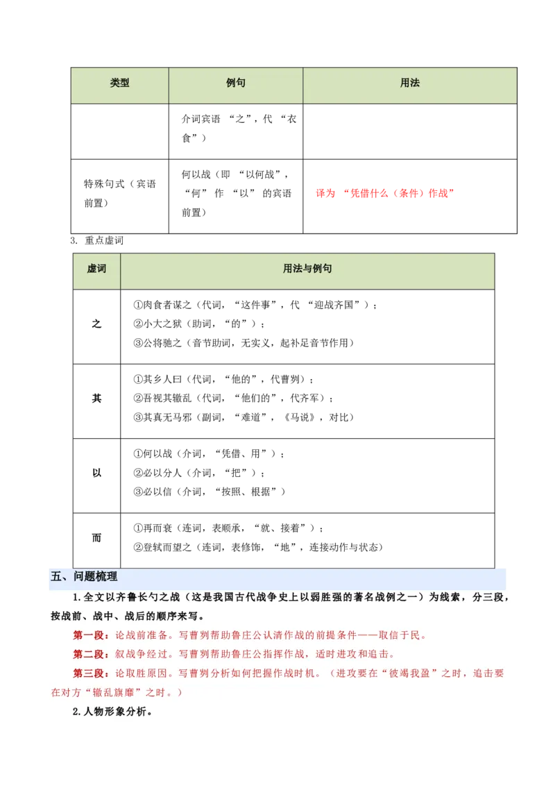 《统编2026年《暑假预习讲义》第05讲曹刿论战（暑假预习讲义）（解析版）_26秋初中教辅资料_26秋初中《暑假预习》_2026秋《暑假自学课》9上语文（人教版）》第7页预览