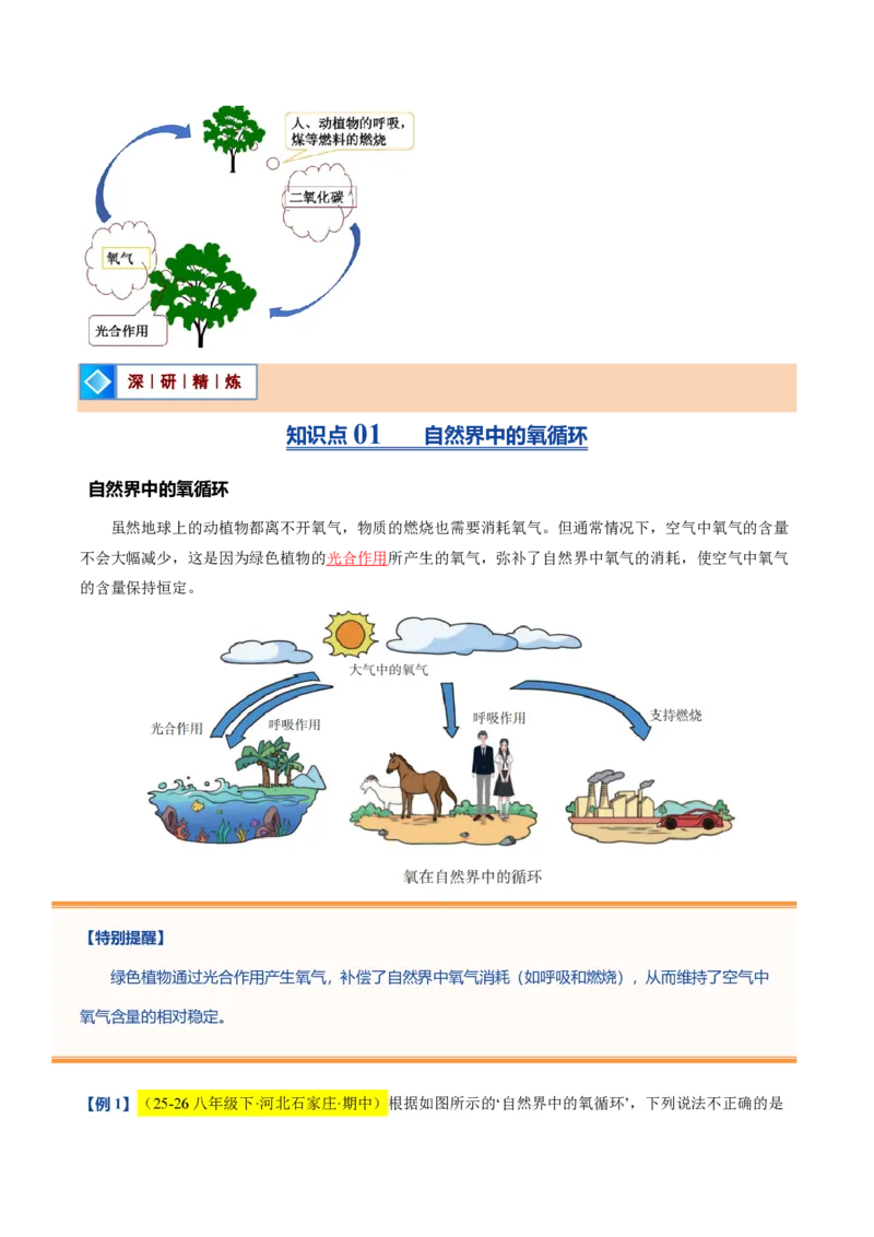 《沪教2026版《暑假培优讲义》第05讲性质活泼的氧气（暑假预习讲义）（解析版）_26秋初中教辅资料_26秋初中《暑假预习》_学科网上好课2026年9年级《暑假自学课》化学（沪教版）》第3页预览