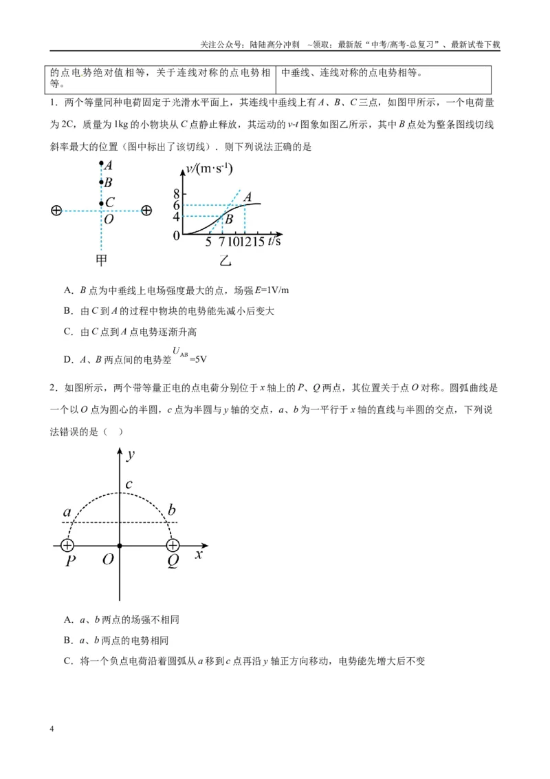 《专题12电场中的“点线面迹”模型（学生版）_04-物理-高考总复习_专项复习_2025年_2025年高考物理热点模型与方法归纳》第4页预览