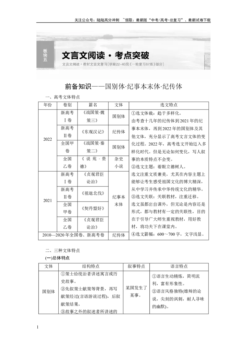 《板块五学案41　理解文言实词(一)——词分古今，义究源流_一轮复习_2024年_2024高考语文大一轮复习课件讲义新人教版知识总结_2024年高考语文一轮复习讲义（部编新高考版）》第1页预览