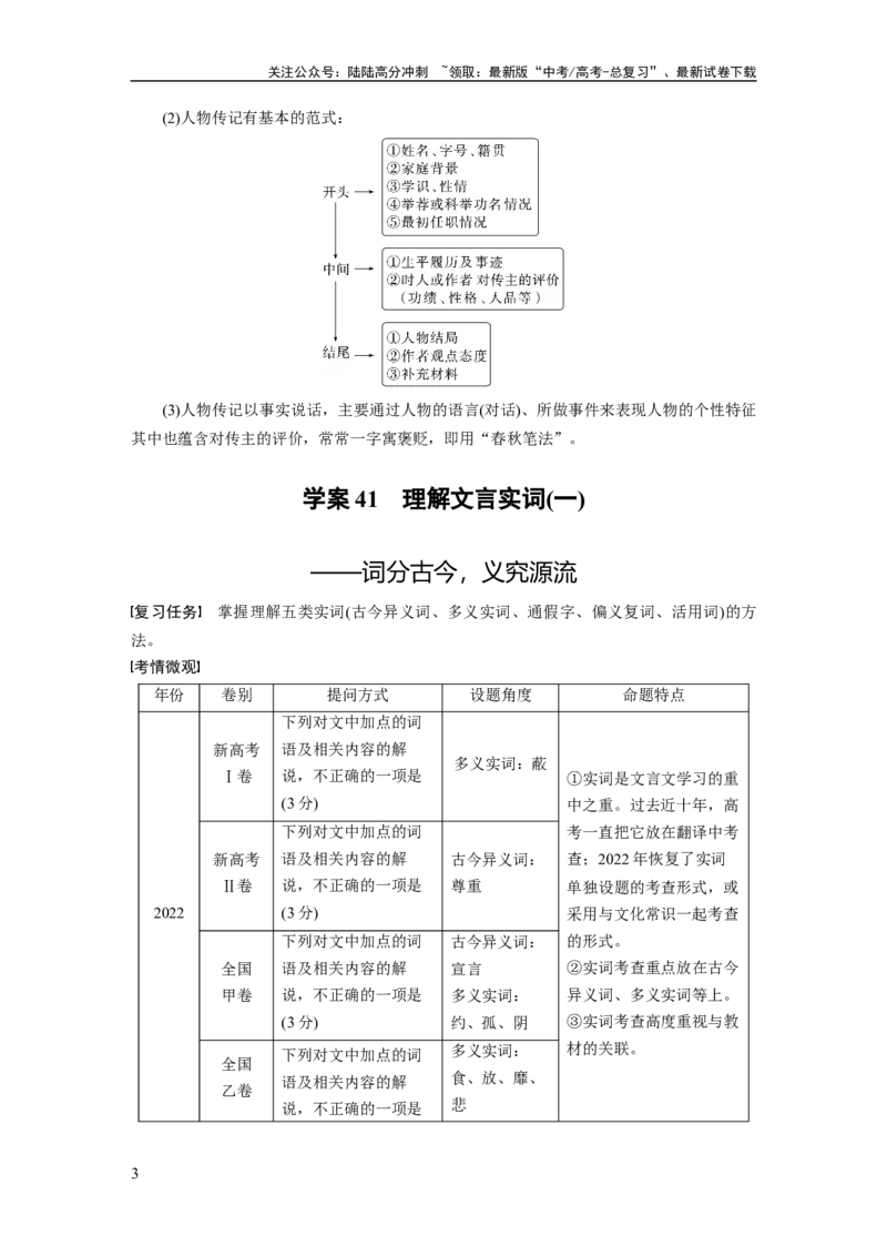 《板块五学案41　理解文言实词(一)——词分古今，义究源流_一轮复习_2024年_2024高考语文大一轮复习课件讲义新人教版知识总结_2024年高考语文一轮复习讲义（部编新高考版）》第3页预览