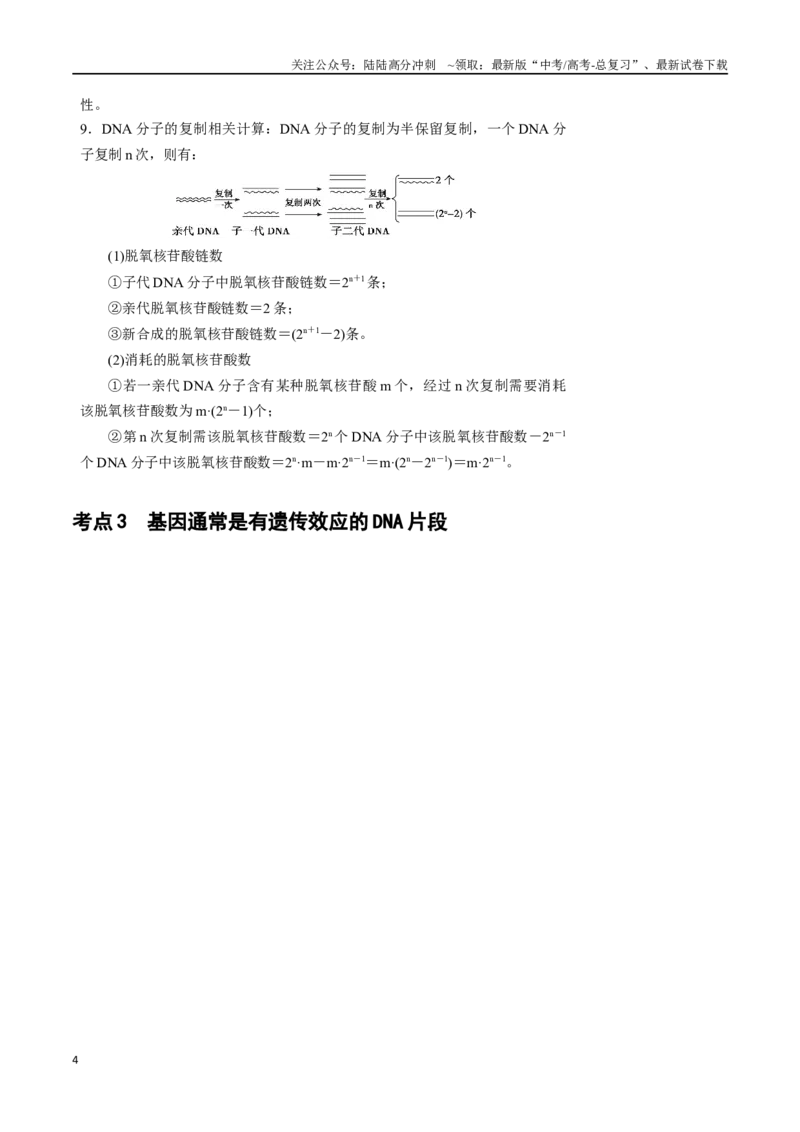 《知识清单15DNA的结构、复制以及基因的本质（3大考点+4个易错点）_06-生物-高考总复习_一轮复习_2025年_2025年高考生物一轮复习知识清单（全国通用）》第4页预览