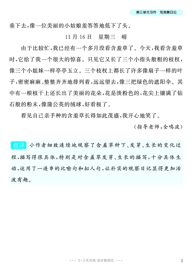 《第3单元习作：写观察日记_26秋小学初中各机构教辅大合集（一本、教材帮、阳光同学、王朝霞、实验班、小典中点、上分卷、白欧、课堂笔记等等）_26秋小学教辅资料_4年级上册》第6页预览