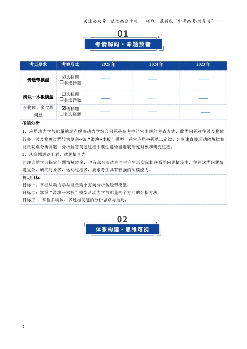 《第19讲动力学和能量观点的综合应用（复习讲义）（安徽专用）（教师版）_04-物理-高考总复习_一轮复习_2026年-物理高考一轮复习_2026年高考物理一轮课件+讲义+练习（安徽专用）-G326》第2页预览