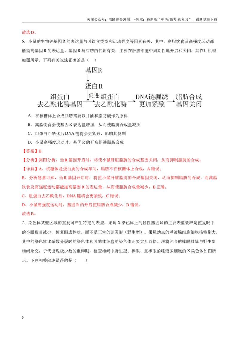 《生物（甘肃卷）（全解全析）_06-生物-高考总复习_专项复习_2025年_2025年高考第一二三次模拟卷（多地区）生物_2025年高考生物第三次模拟考试21套_生物（甘肃卷）》第5页预览
