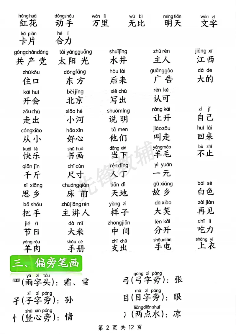 《一年级（下）语文期中必背知识点汇总_Password_Removed_扫描版_1年级下册同步教辅_1下-语文_一下语文-复习资料》第2页预览