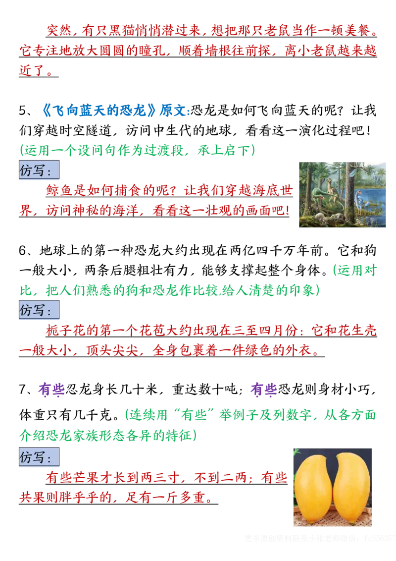 《_4年级下册同步教辅_四下语文_四下语文专项练习_四年级（下）语文1-4单元重点仿写小练笔-》第4页预览