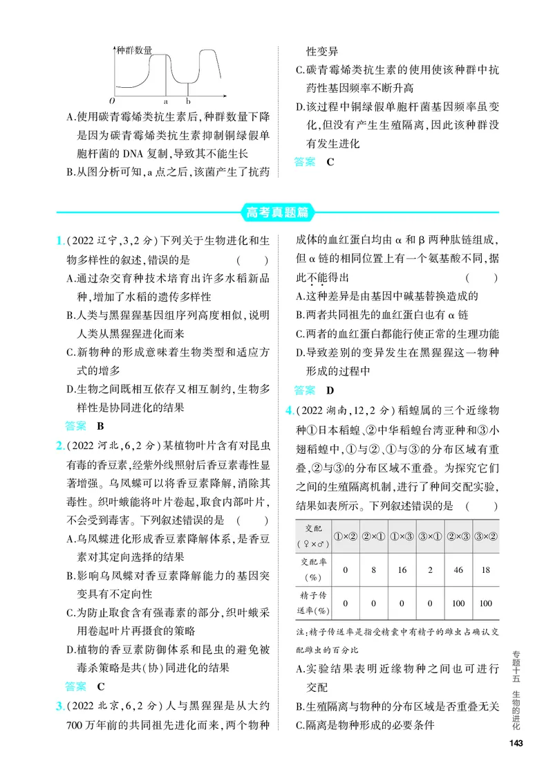 《1_15-专题十五　生物的进化（教参电子书—分层集训）_2024版教学资源包_2024版.新高考版生物.5·3A版_15_专题十五生物的进化_4_PDF教参电子书》第4页预览