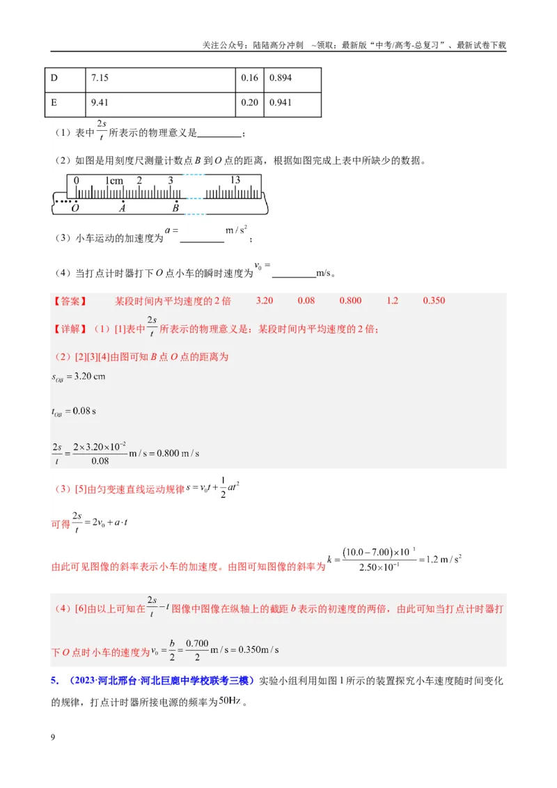 《方法01打点计时器的纸带数据处理方法（解析版）_04-物理-高考总复习_专项复习_2024年_2024年高考物理实验攻略创新方法大全例题讲解全国通用_高考物理实验方法大全11份》第9页预览