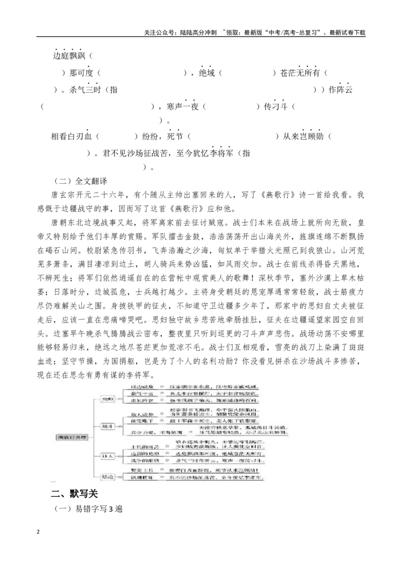 《突破三关：第33篇《燕歌行》（原卷版）_专项复习_2024年_2024年新高考语文必背古诗文60篇突破三关（知识关默写关阅读关）全攻略（全国通用）_资料_1-资料》第2页预览