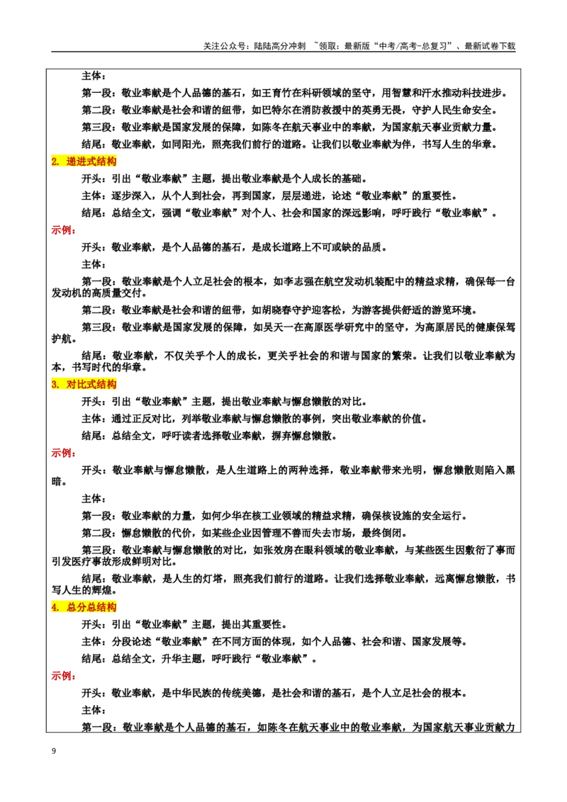 《专题162025年道德模范之敬业奉献：时代的担当与使命：素材＋标题＋行文结构＋真题_专项复习_2025年_2025年高考语文冲刺写作主题人物素材加油包》第9页预览