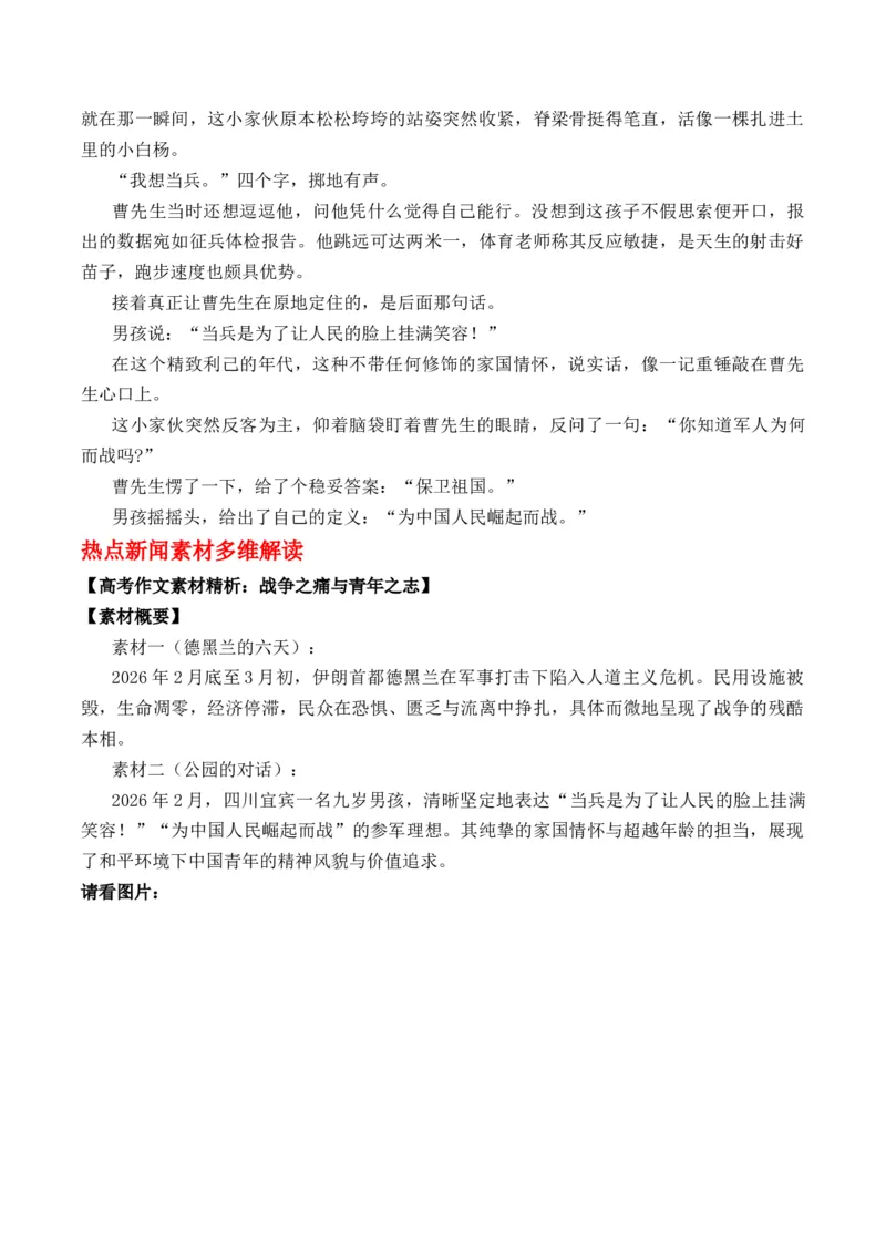 《时代镜像与青年回响——从“德黑兰创伤”到“宜宾志向”的作文思辨与素材运用_专项复习_2026年-语文专项复习_162026年高考语文作文热点新闻素材速记快用》第2页预览