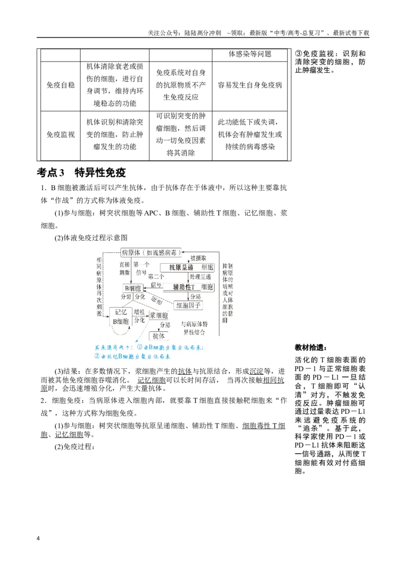 《知识清单24免疫调节（3大考点+5个易错点）_06-生物-高考总复习_一轮复习_2025年_2025年高考生物一轮复习知识清单（全国通用）》第4页预览