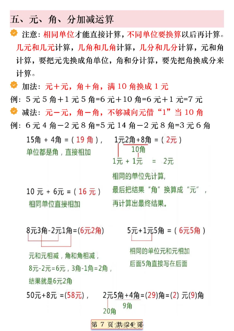 《一年级数学下册人民币必考知识汇总(1)_1年级下册同步教辅_1下-数学_一下数学-通用必背资料》第7页预览