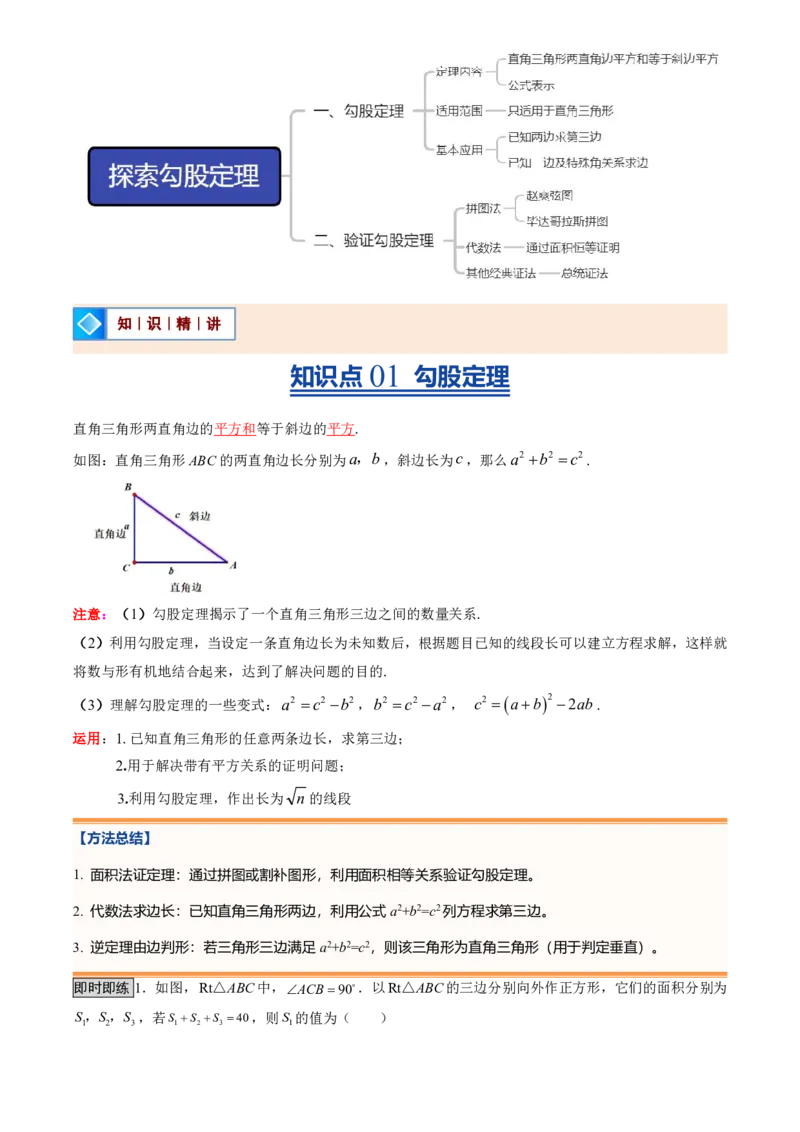 《北师2026版初中《暑假预习讲义》第01讲探索勾股定理(原卷版)_26秋小学初中各机构教辅大合集（一本、教材帮、阳光同学、王朝霞、实验班、小典中点、上分卷、白欧、课堂笔记等等）》第2页预览