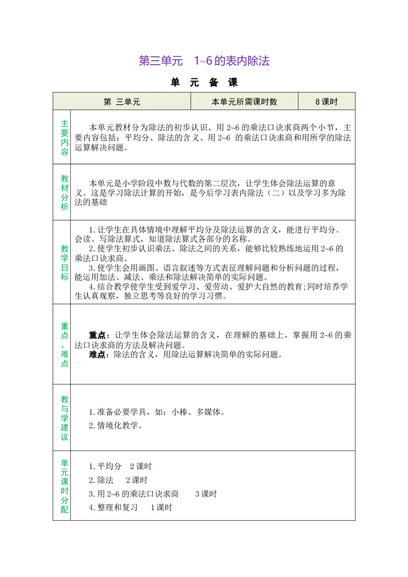 《单元备课_26秋小学初中各机构教辅大合集（一本、教材帮、阳光同学、王朝霞、实验班、小典中点、上分卷、白欧、课堂笔记等等）_26秋小学教辅资料_1526秋课件教案_小学数学》第1页预览