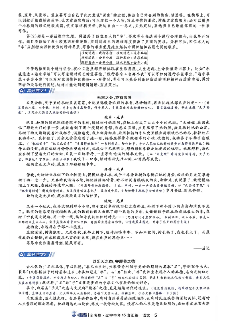《语文高分范文A4_2027版中考《金考卷中考45套汇编》（语文）（辽宁版）》第6页预览