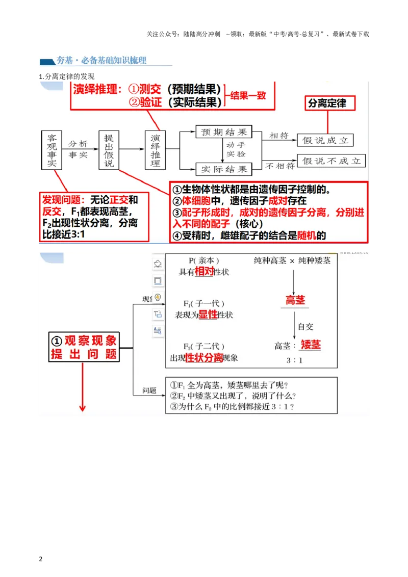 《第16讲基因的分离定律（讲义）（学生版）_06-生物-高考总复习_一轮复习_2024年_2024年高考生物一轮复习讲练测(课件+讲义+练习)（新高考）_讲义+练习》第2页预览